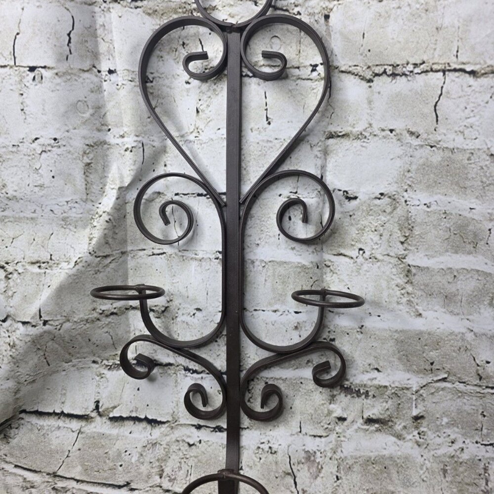 Wall Sconce Brown/Black Metal Scroll Candle Holder Medieval Wrought Iron Style
